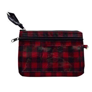 Simply Southern Phone Case Red & Black Buffalo Plaid 7” X 5” Clear Window zip ID